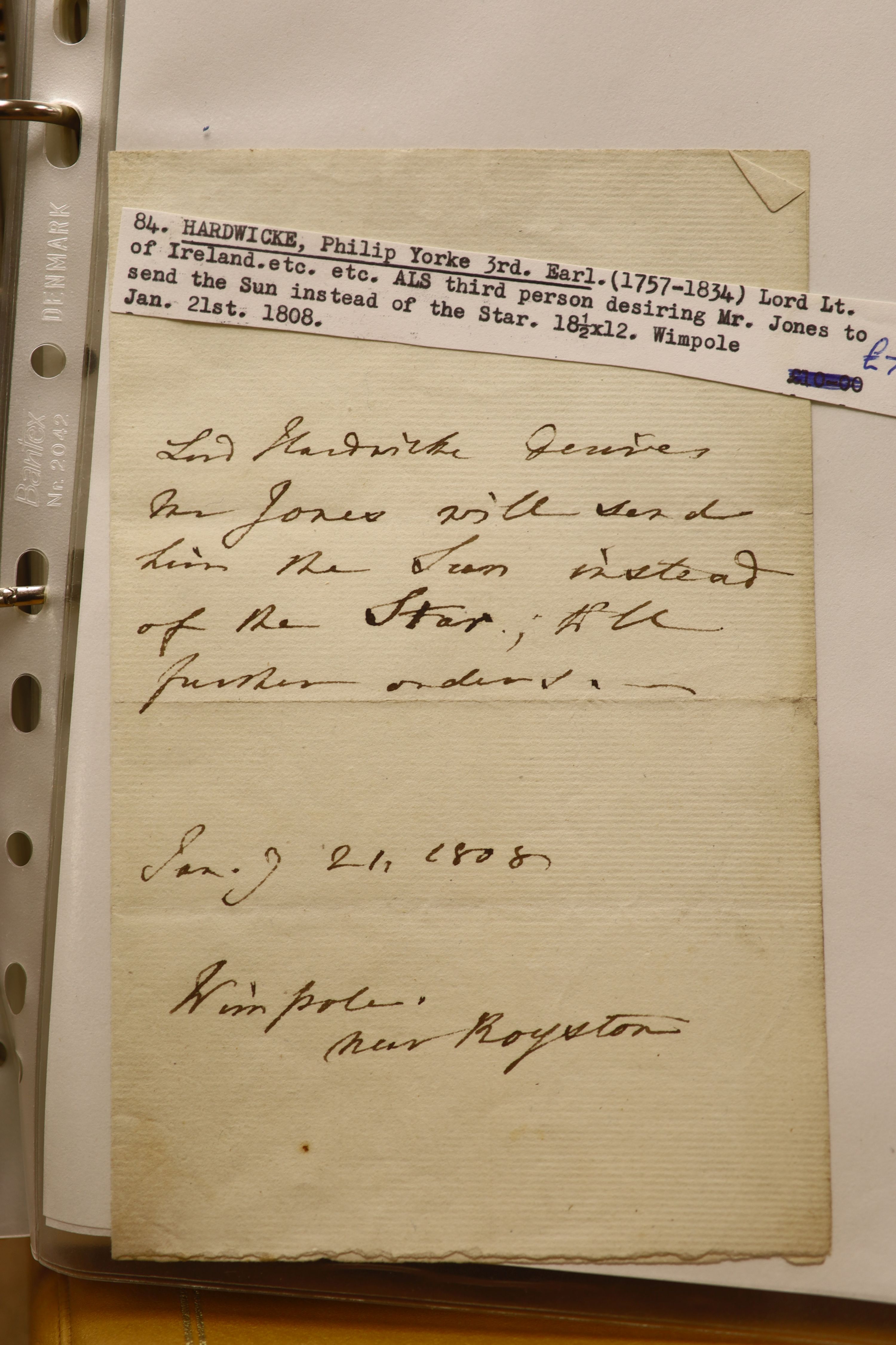 Two volumes of autographed letters